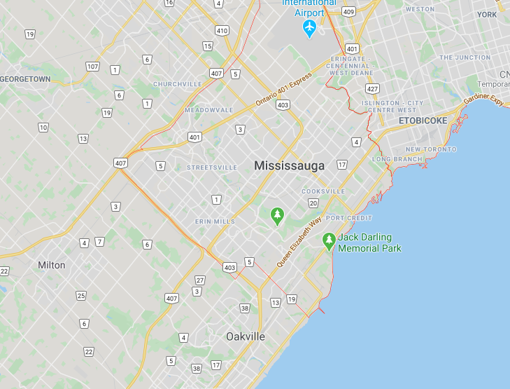 mississauga ontario canada map