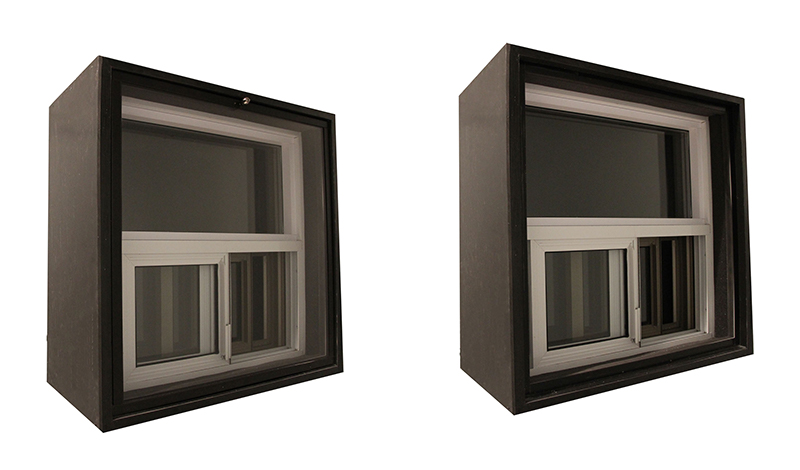 Window units in black boxes